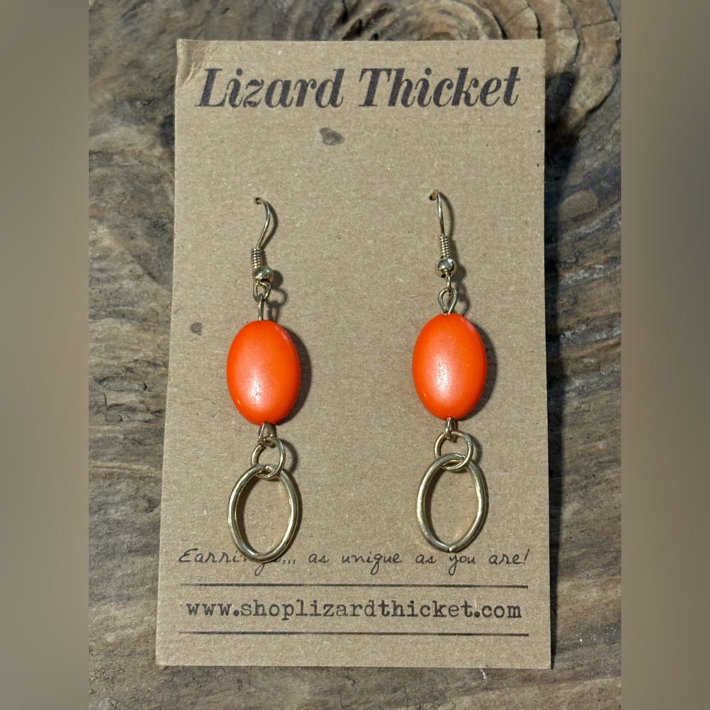 Lizard Thicket Orange and Gold Earrings